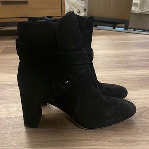 Black suede heeled boots